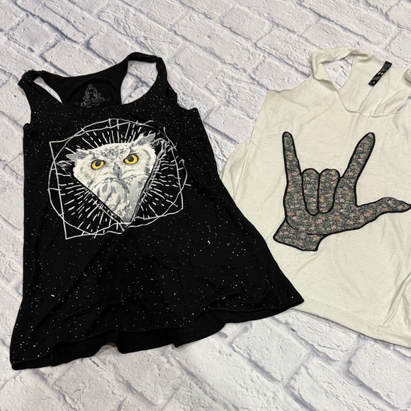 Bear Dance Tops - Black and White Graphic Tank Tops